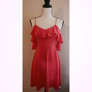 NWOT Express Coral Ruffle Off The Shoulder Dress